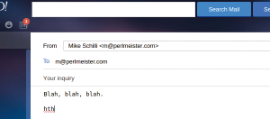 Abbildung 3: In einer E-Mail-Applikation eines Webmail-Providers expandiert das Kürzel »hth« …