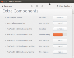 Abbildung 4: Installation des Firefox-OS-1.4-Simulators unter der Web-IDE.
