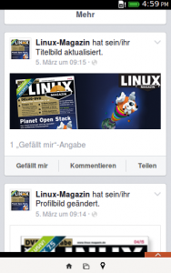 Abbildung 5: Nicht sehr ansehnlich, aber mit vollem Funktionsumfang – die Facebook-App auf Firefox OS.