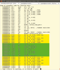 Abbildung 5: Der Assemblercode der ausgemessenen Codesequenz (grün).