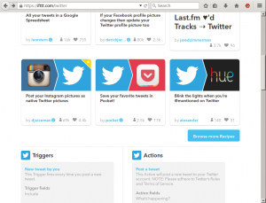 Abbildung 5: IFTTT listet beliebte Rezepte anderer Nutzer auf, die als Vorlage für eigene Anweisungen dienen können. Verfügbare Aktionen und Trigger befinden sich weiter unten im Fenster.