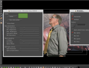 Abbildung 6: Cinelerras Chroma-Key-Filter ermöglicht perfekte Blue- oder Greenscreen-Montagen. Die gezackten Kanten sollten Nutzer mit einem Unschärfefilter glätten, der auf den Alphakanal wirkt.