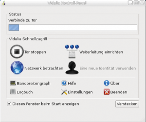 Abbildung 6: Der IP-verschleiernde Zugang zu Tor präsentiert sich als Frontend Vidalia.