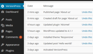 Versionpress bietet eine Versionsverwaltung für WordPress-Installationen.