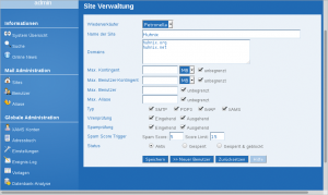 Abbildung 5: Wer als Admin von Xams neue Sites erstellt, weist ihnen einen Wiederverkäufer zu. Die Reseller dürfen selbst ebenfalls Sites anlegen und sehen einen ähnlichen Dialog.