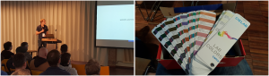 Bild links: Lennart Poettering stellt Pläne für Systemd vor / Bild rechts: Farbfächer für Freie Farben