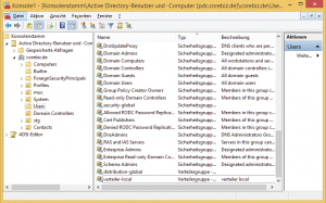 Abbildung 1: Über die grafische Microsoft Management Console (MMC) erledigt der Admin unter Windows Arbeiten im Active Directory.