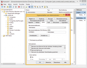 Abbildung 3: ADSI-Editor mit dem Domain-Controller-Objekt in der Detailansicht. Mit ihm kann ein Admin vom Windows-Client aus die komplette Baumstruktur des LDAP-Verzeichnisses betrachten.