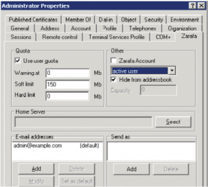 Abbildung 6: Scalix erweitert im Active Directory die Verwaltung um eigene Elemente.