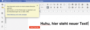 Abbildung 1: Was ein anderer Benutzer am Dokument verändert hat, fördert erst ein Mausklick zutage.