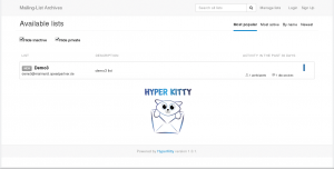 Abbildung 1: Startseite von Mailman im Hyperkitty-Interface.