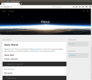 Abbildung 1: Die in Hexo mitgelieferte Standardvorlage erzeugt Seiten im WordPress-Stil.