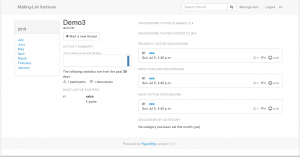 Abbildung 3: Bildschirm für die Mailinglisten in Hyperkitty, wo sich Abonnenten hinzufügen lassen.