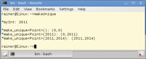 Abbildung 3: Das Funktionstemplate &raquo;make_unique()&laquo; gibt unterschiedlich viele Werte aus, der zugehörige Code steht in <a href="#article_l2" class="listing" title=