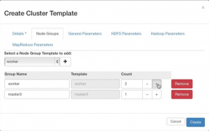 Abbildung 3: Wer selbst ein Template für einen Hadoop-Cluster bauen möchte, findet im Dashboard die passenden Parameter.