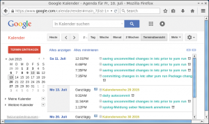 Abbildung 2: Änderungen am System werden an Google Calendar berichtet.