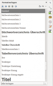 Abbildung 2: Die Formatvorlagen der Seitenleiste zeigen nun eine Vorschau an.