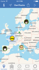 Abbildung 4: Owntracks liefert die Positionsdaten von Bekannten über MQTT.
