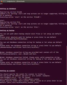 Abbildung 8: Bei Kaspersky muss der Administrator noch explizit ein Installationsskript aufrufen, das unter anderem die Datenbank, das Verzeichnis für Backups und den Port für den Scanner abfragt.