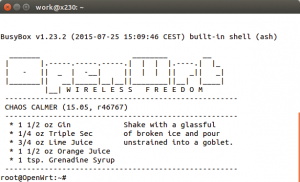 Abbildung 1: Per SSH lässt sich der Router problemlos verwalten und spuckt sogar noch das Rezept für einen leckeren Cocktail aus.