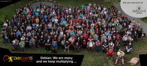 Abbildung 1: Das komplette Team der Debconf 15, die Ende August in Heidelberg stattfand.