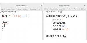 Abbildung 2: »with recursive«-Schleifen in SQL.