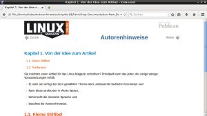 Abbildung 3: Eine einfache Brand, wie die Gestaltungspakete bei Publican heißen, ist für das Linux-Magazin binnen Minuten gebastelt und auf das Dokument angewendet.
