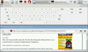 Abbildung 4: Für viele Projekte genügen die 800 mal 480 Pixel Auflösung des Raspi-Displays. Mit dem Matchbox Keyboard finden sich auch eine virtuelle Tastatur in den Paketquellen.