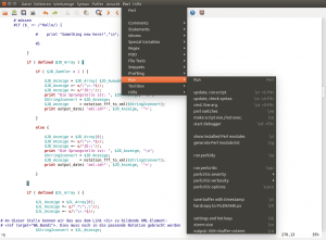Abbildung 1: Der geöffnete Menü-Eintrag »Perl« im Editor Gvim, einem Frontend für Vim.
