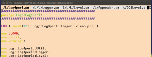 Abbildung 3: Vier Sourcedateien und eine Testsuite offen im Vim-Editor mit Reitern.