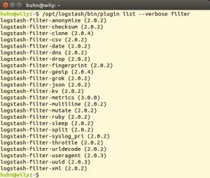 Abbildung 3: Welche Logstash-Filter sind derzeit auf dem System installiert und welche Versionsnummer tragen sie?