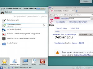 Abbildung 4: Unter Debian Edu kommt der Desktop Plasma zum Einsatz, über dessen Startmenü sich Schüler eine Übersicht der installierten Programme verschaffen.