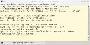 Abbildung 5: Per &raquo;otto dev ssh&laquo; gelangt der Entwickler in die virtuelle Maschine, in die Otto das Projektverzeichnis einblendet. Dort arbeitet er folglich direkt mit dem Originalquellcode und nicht auf Kopien.