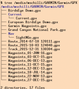 Abbildung 3: GPX-Dateien auf dem Garmin 62s.