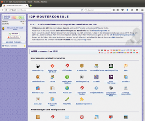 Abbildung 5: Die Weboberfläche des I2P-Clients bietet bereits zahlreiche Links auf Dienste im I2P-Netz.