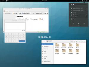 Abbildung 2: Die Alphaversion von Subgraph OS setzt derzeit auf die Desktopumgebung Gnome und den E-Mail-Client Icedove.