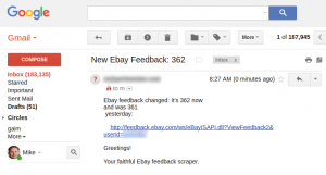 Abbildung 3: Eine Mail benachrichtigt den User über das neu eingetroffene Feedback eines Käufers.