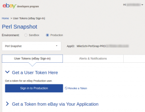 Abbildung 6: Entwickler können zu Testzwecken einen Token für ihren eigenen Ebay-Account abholen.