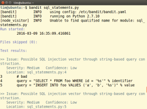 Abbildung 7: Bandit untersucht Python-Code – passend zum gewählten Namen – auf Sicherheitslücken. Das Werkzeug stammt aus dem Open-Stack-Universum, in dem Python eine tragende Rolle spielt.