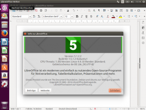 Libre Office ist in Version 5.1 an Bord.