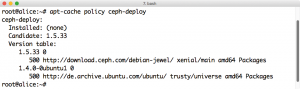 Abbildung 1: Die aktuelle Version von »ceph-deploy« von Inktank ist deutlich neuer als jene, die Ubuntu 14.04 oder Ubuntu 16.04 mitliefern.