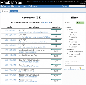Abbildung 2: Rack Tables ist ein ausgezeichnetes Werkzeug, um eigene Ressourcen im RZ zu verwalten.