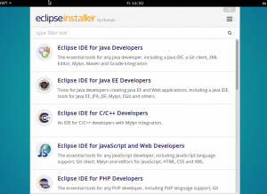 Abbildung 4: Mit dem Oomph-Installer lassen sich mehrere vorkonfigurierte Versionen von Eclipse Neon installieren. Er findet sich auch auf der DELUG-DVD, die zu diesem Heft erscheint.