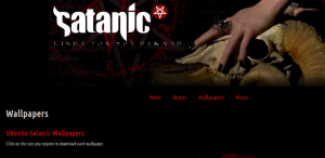 Abbildung 5: Die Ubuntu Satanic Edition (Webseite) zielt vor allem auf Heavy-Metal-Anhänger ab, hat aber leider bereits Rost angesetzt. Dafür ist freie Heavy-Metal-Mucke eingebaut.