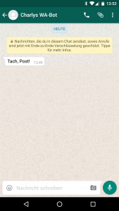 Abbildung 1: Ein ans Mobiltelefon verschicktes Charly-"Hello World!".