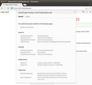 Abbildung 2: So sieht das Let's-Encrypt-Zertifikat im Browser aus.