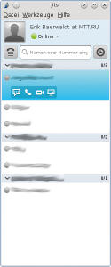 Abbildung 4: Das Programmfenster von Jitsi bietet alle nötigen Informationen und Bedienelemente.