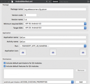 Abbildung 1: Der Android Manifest Editor im Qt Creator.