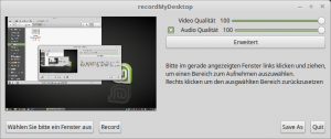 Abbildung 3: The old fashioned Way: Das Programmfenster von Record My Desktop bietet eine ungewöhnliche Ansicht.