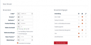 Abbildung 4: Die Bildschirmmaske zum Anlegen eines neuen Benutzers im Ionas-Server.